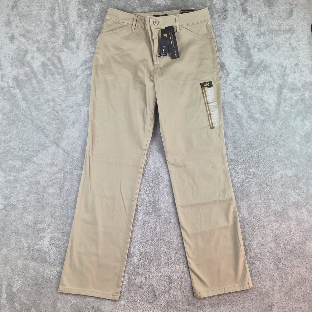 NWT Lee Pants Womens 6 (fits 30x29) Short Tan Khaki Flax Relaxed Fit Straight